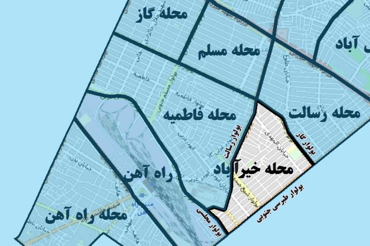 محله خیرآباد؛ یادگار مزرعه خیرآباد در محل اسپریزی محله خیرآباد؛ یادگار مزرعه خیرآباد در محل اسپریزی