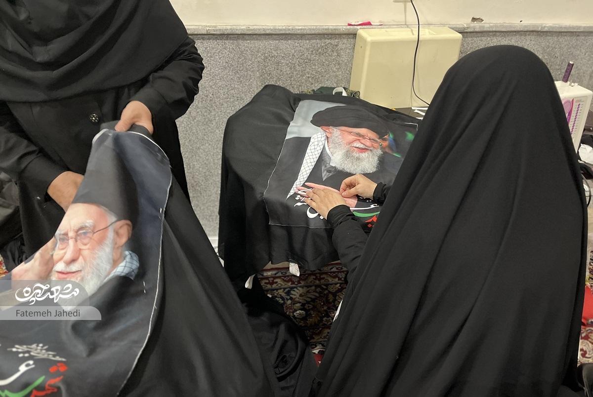 دوختودوز جهادی بانوان نیکوکار بالاخیابان برای سیاهپوش کردن محله دوختودوز جهادی بانوان نیکوکار بالاخیابان برای سیاهپوش کردن محله